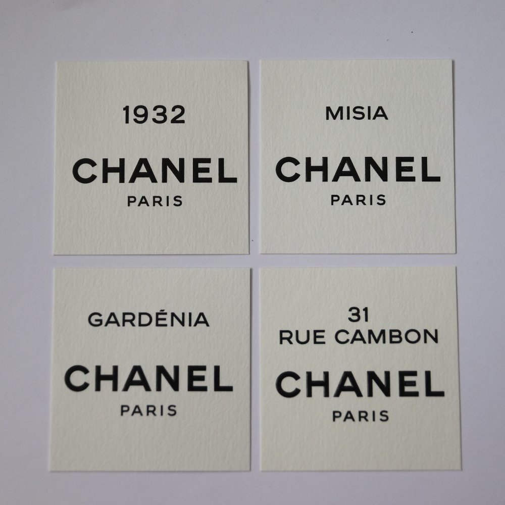 4 CHANEL 2.5" Square Paper Card Art Craft Display Lot Set